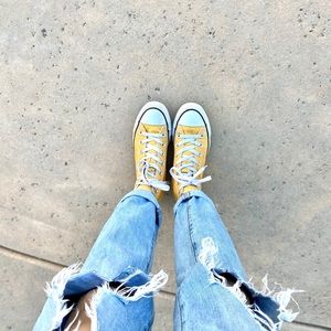 Converse yellow high tops